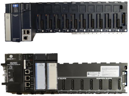 GE Fanuc Series 90-30 control rack converted to an Emerson PACSystems RX3i controller platform.