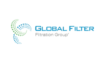 Global Filters logo representing filtration products for liquid and air applications, offered by Relevant Solutions for industrial process and environmental filtration solutions.