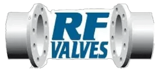 RF Valves logo featured by Relevant Solutions, representing pinch valve solutions engineered for tough slurry, abrasive, and corrosive flow control in industrial environments.
