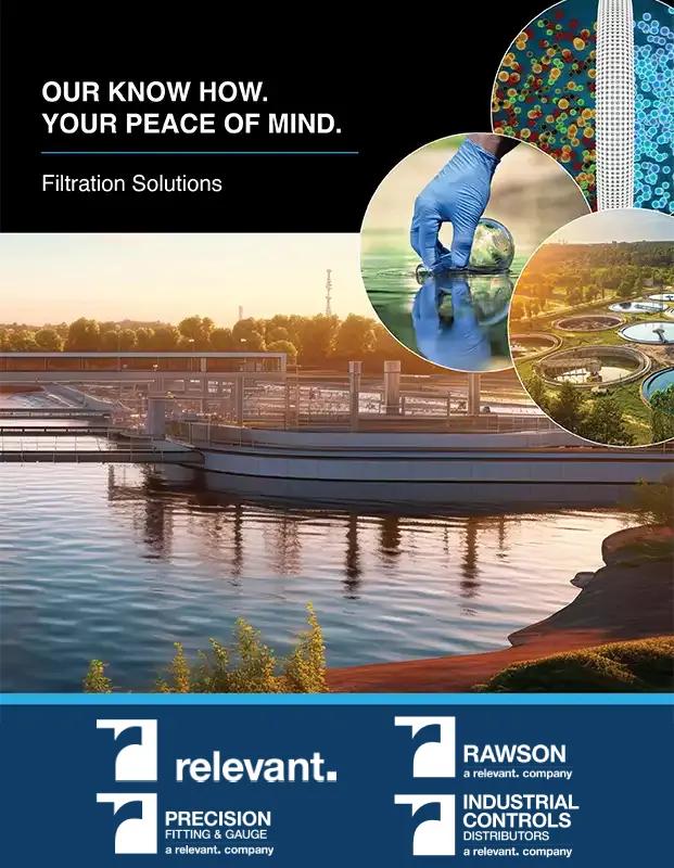 Relevant Filtration Brochure by Relevant Solutions, showcasing filtration solutions including cartridges, housings, separators, and systems engineered to ensure fluid and air purity in industrial applications.