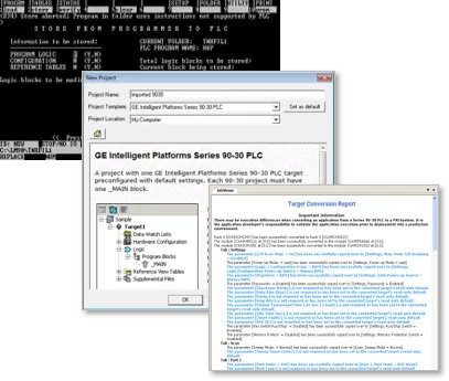 PAC Machine Edition workflow for converting a Series 90-30 application to PACSystems RX3i.