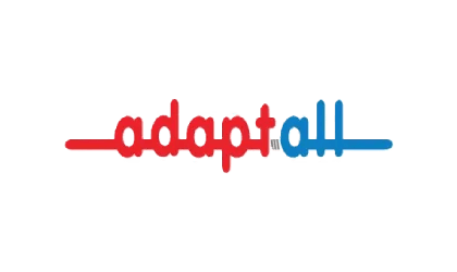 Adapt-All logo representing a manufacturer of metric and imperial hydraulic fittings and adapters, offered by Relevant Solutions for fluid power applications.